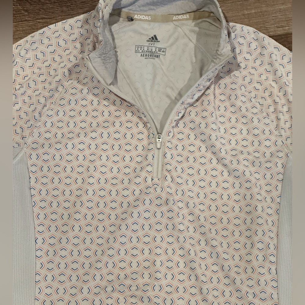 EUC Adidas Aeroready UPF Grey and White Half Zip Oullover Size Medium - Picture 5 of 7